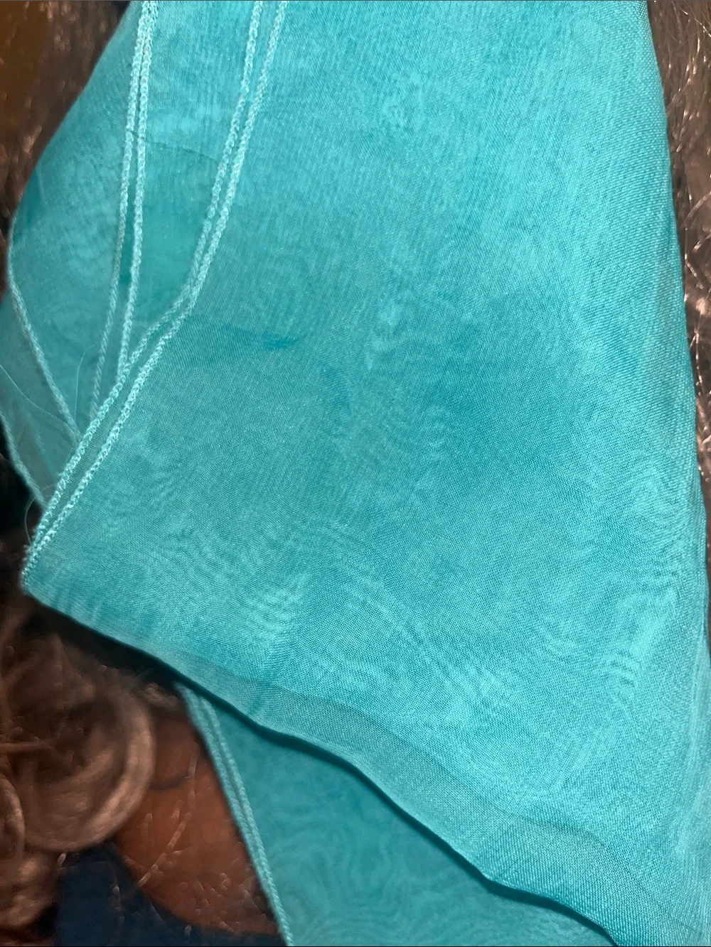 Lightweight Teal / Turquoise Scarf or Headwrap Sheer S32